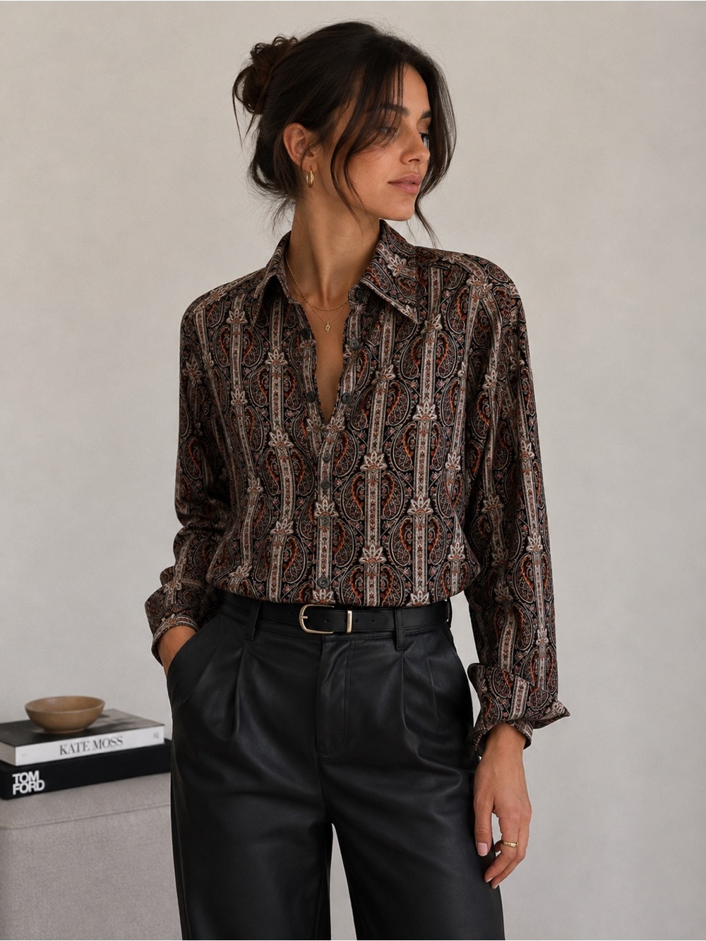 Vintage Mondi 70s Dagger Collar Button Down Cotton Paisley Retro S